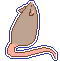 pixel art of a brownish rat with a pink tail looking away and sort of upward. it's cute.