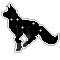 pixel art of a fox's shape. it is a dark silhouette filled in with white stars