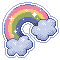 pixel art of a sparkly rainbow