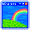 pixel art of a windows popup containing a green field with a rainbow