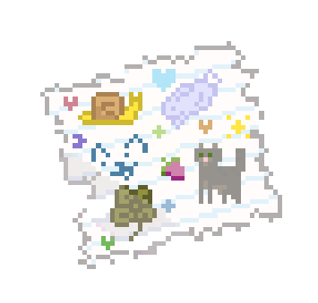 pixel art of cute doodles on a scrap of notebook paper