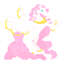 pixel art of a white alicorn with pink hair rearing up. she is decorated in gold accessories