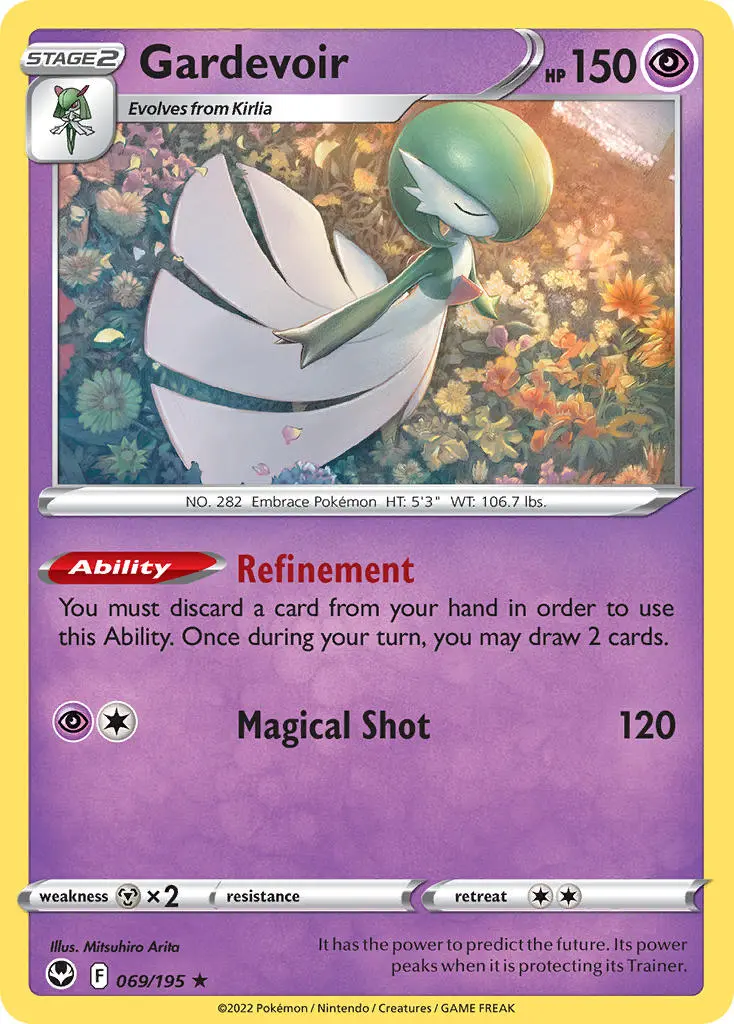 gardevoir, a white and green humanoid, walks calmly through a dramatically lit flowerfield.