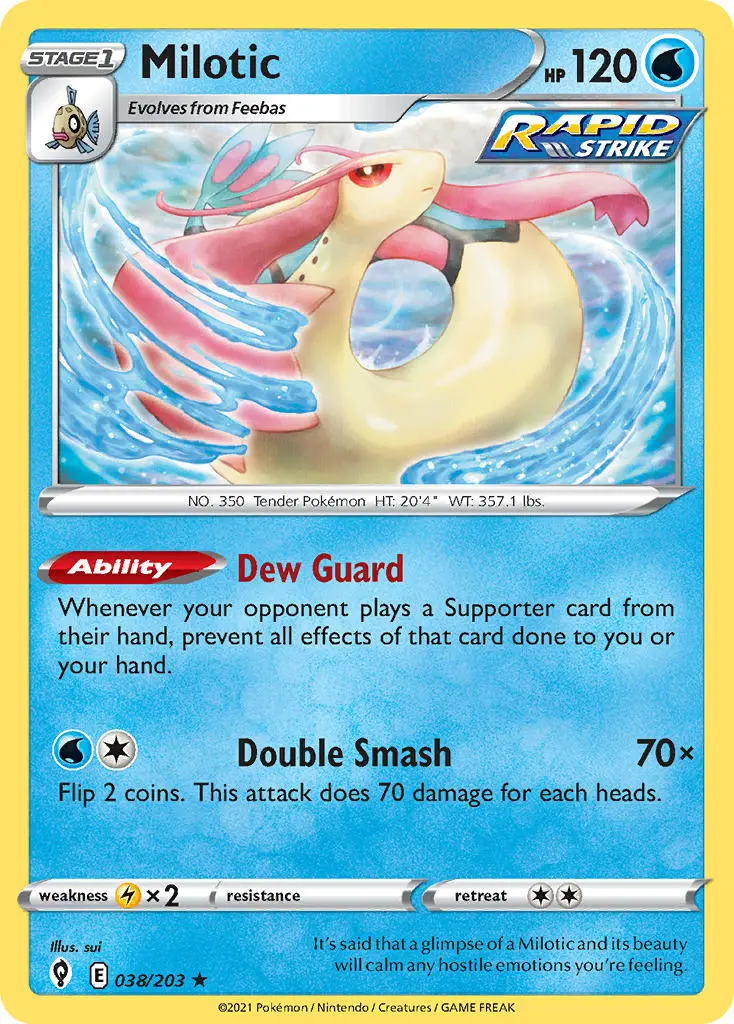 milotic, a beautiful snake-like pokemon, splashes about the water.